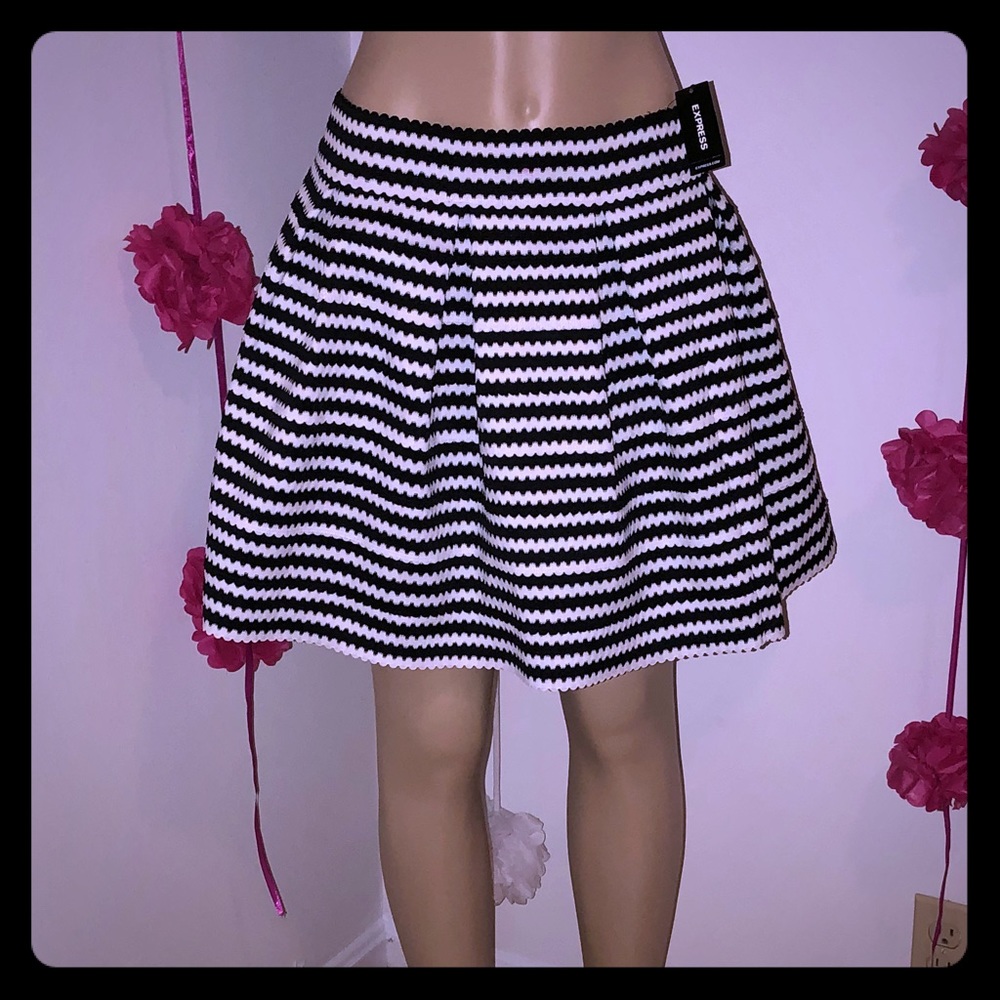 Express Black and White stripped Skirt